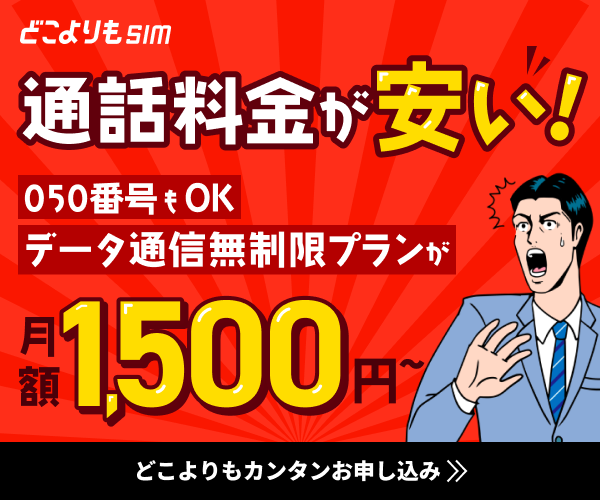 【どこよりもSIM】インターネット使い放題+法人用固定番号が月額1,500円〜！